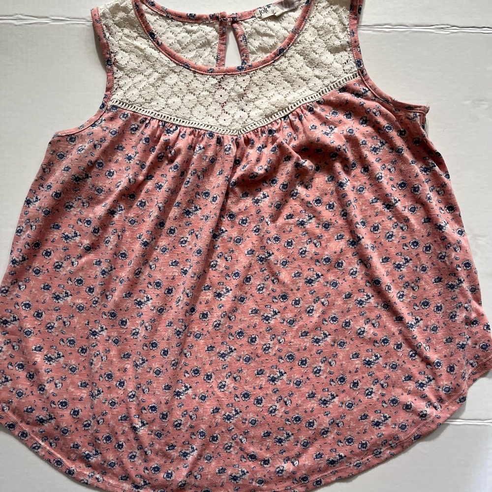Lace Detail Floral Top, Sz L